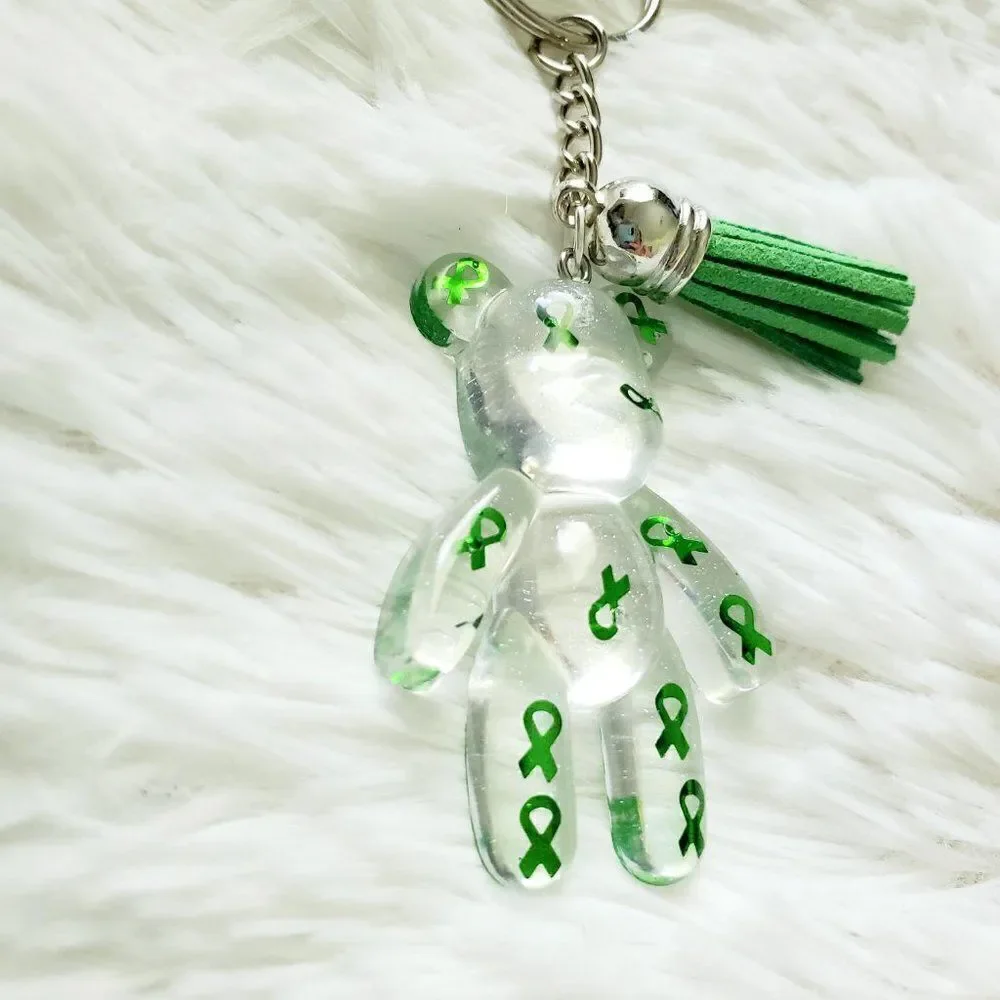 Green Awareness Ribbon Bear Keychain